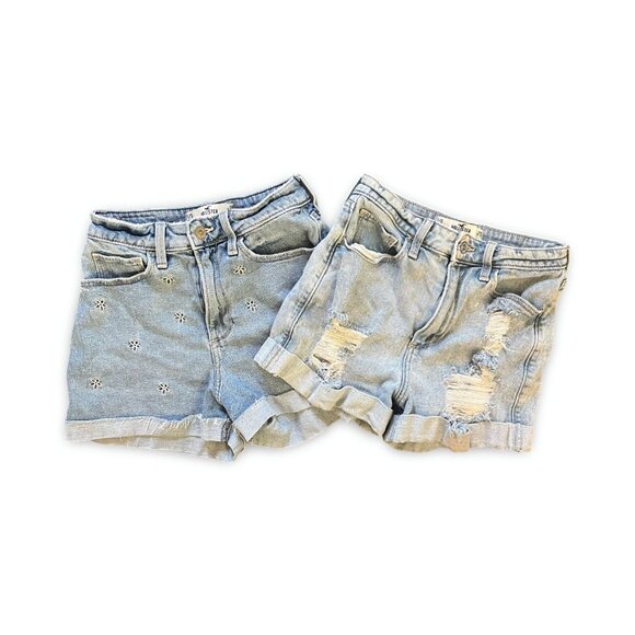 Hollister Bundle of 2 Juniors Women's Denim Jean shorts Size 1 Waist 25 - Picture 1 of 10